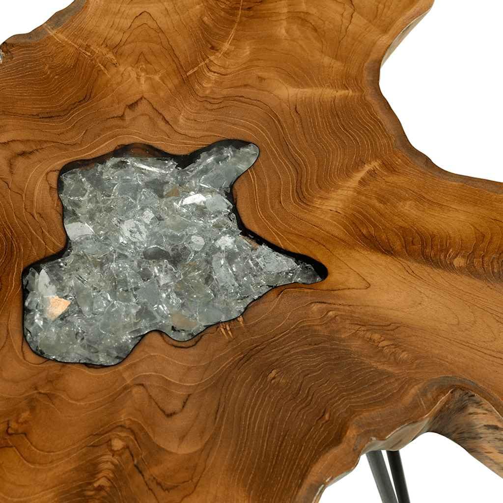 vidaXL Mesa de Centro de Madera Maciza de Teca y polirresina 70x45 cm