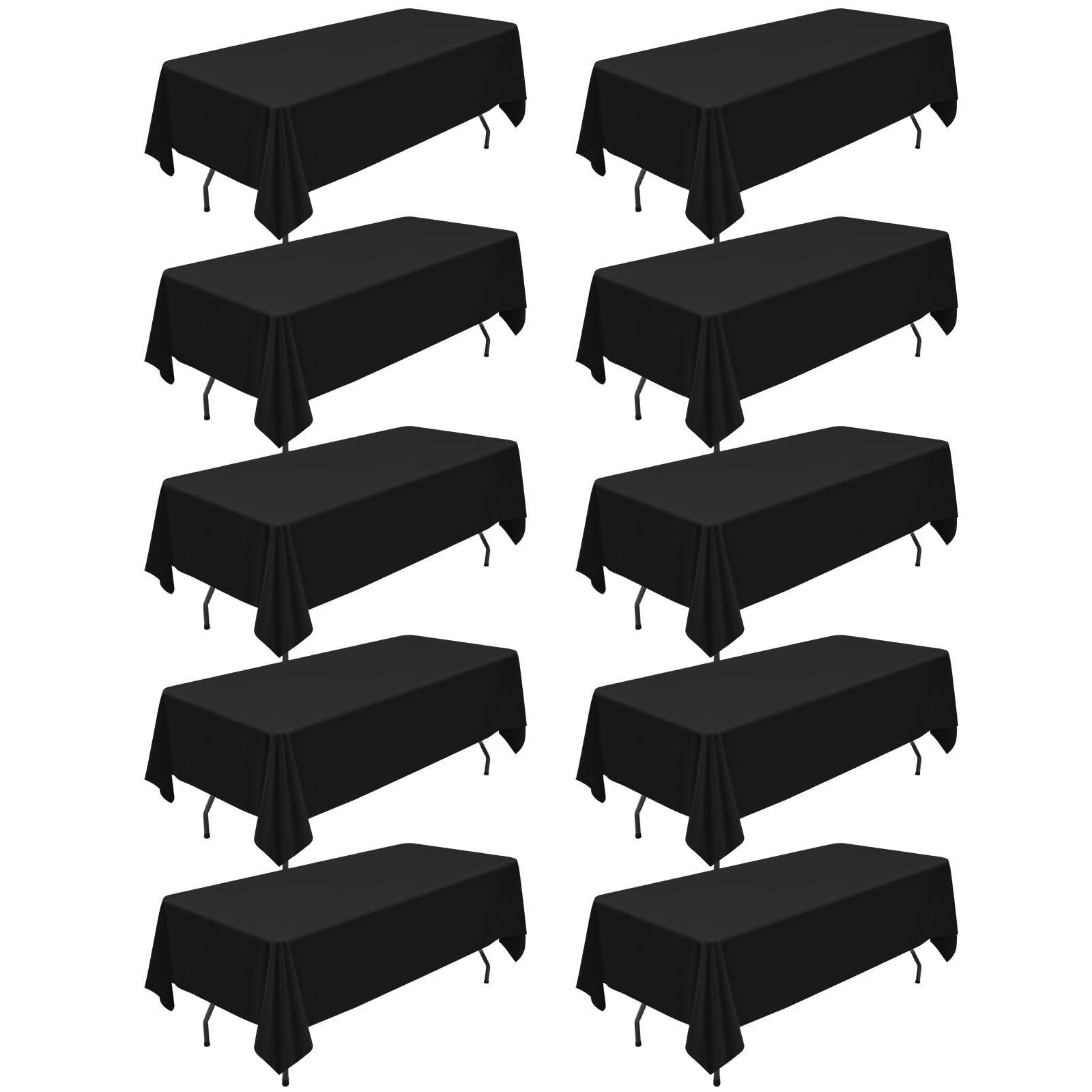 Nappe rectangulaire polyester lot de 10 pour table 180cm de mariage banquet noir