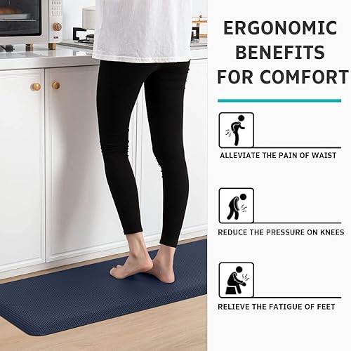 Miniatura 3 de DEXI Tapete de cocina acolchado antifatiga, 34 pulgadas de grosor, resistente al agua, tapete antideslizante y cómodo para cocina, escritorio,