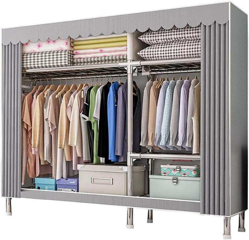 Armario multifuncional portátil de lona con estantes organizadores para ropa de dormitorio