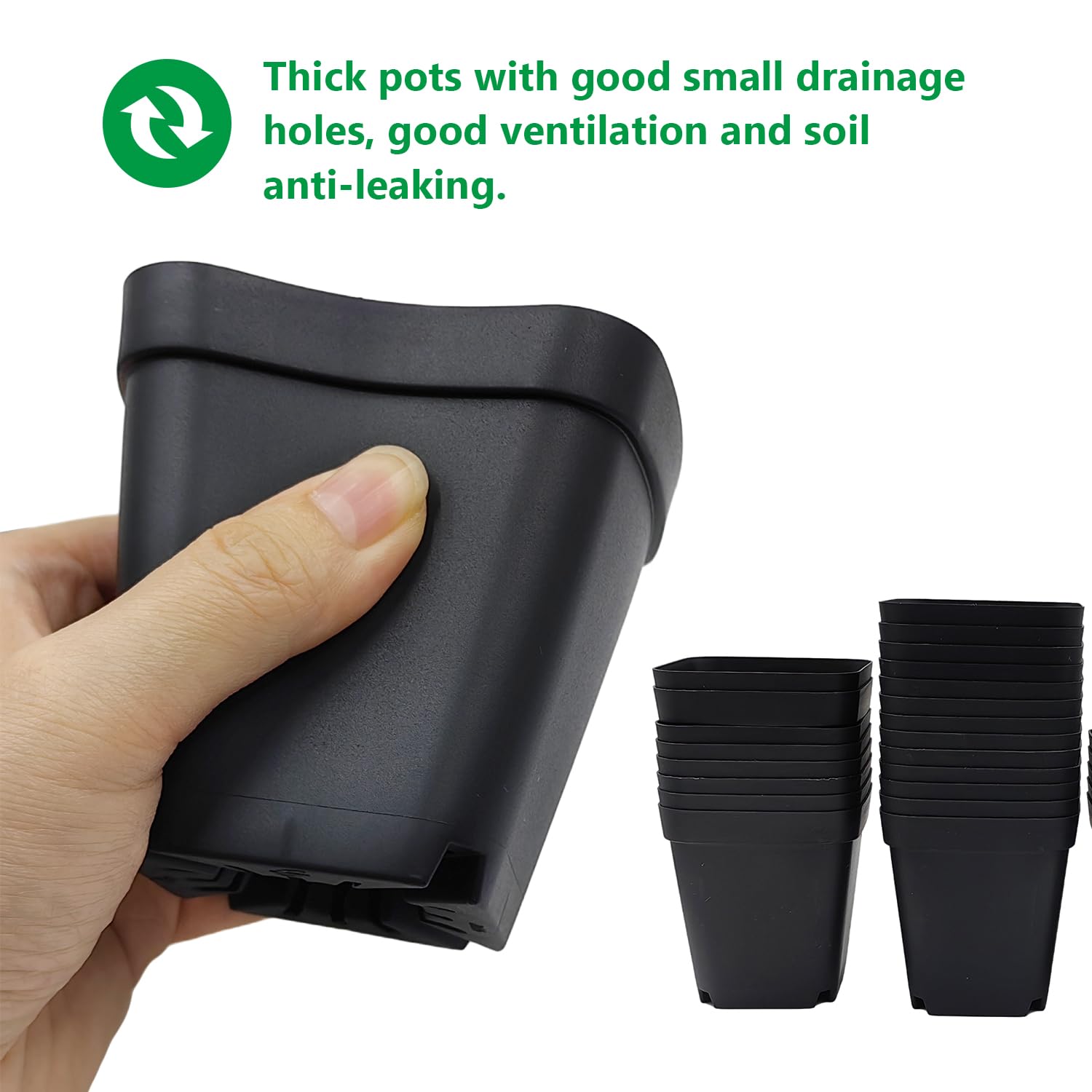 RooTrimmer 7cm Pflanzgefäße aus Kunststoff mit Drainage,7cm 120 Stück Quadratische Anzuchttöpfe Blumentopf für Pflanzen, für Gute Bewässerung und Einfaches Umpflanzen in Pflanzentöpfe, Schwarz