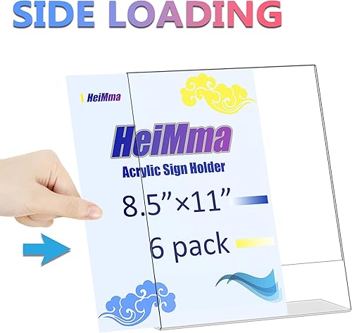 Miniatura 3 de Paquete de 6 soportes acrílicos para letreros de 8.5 x 11, soporte de plástico para letreros de papel transparente con diseño de espalda inclinada