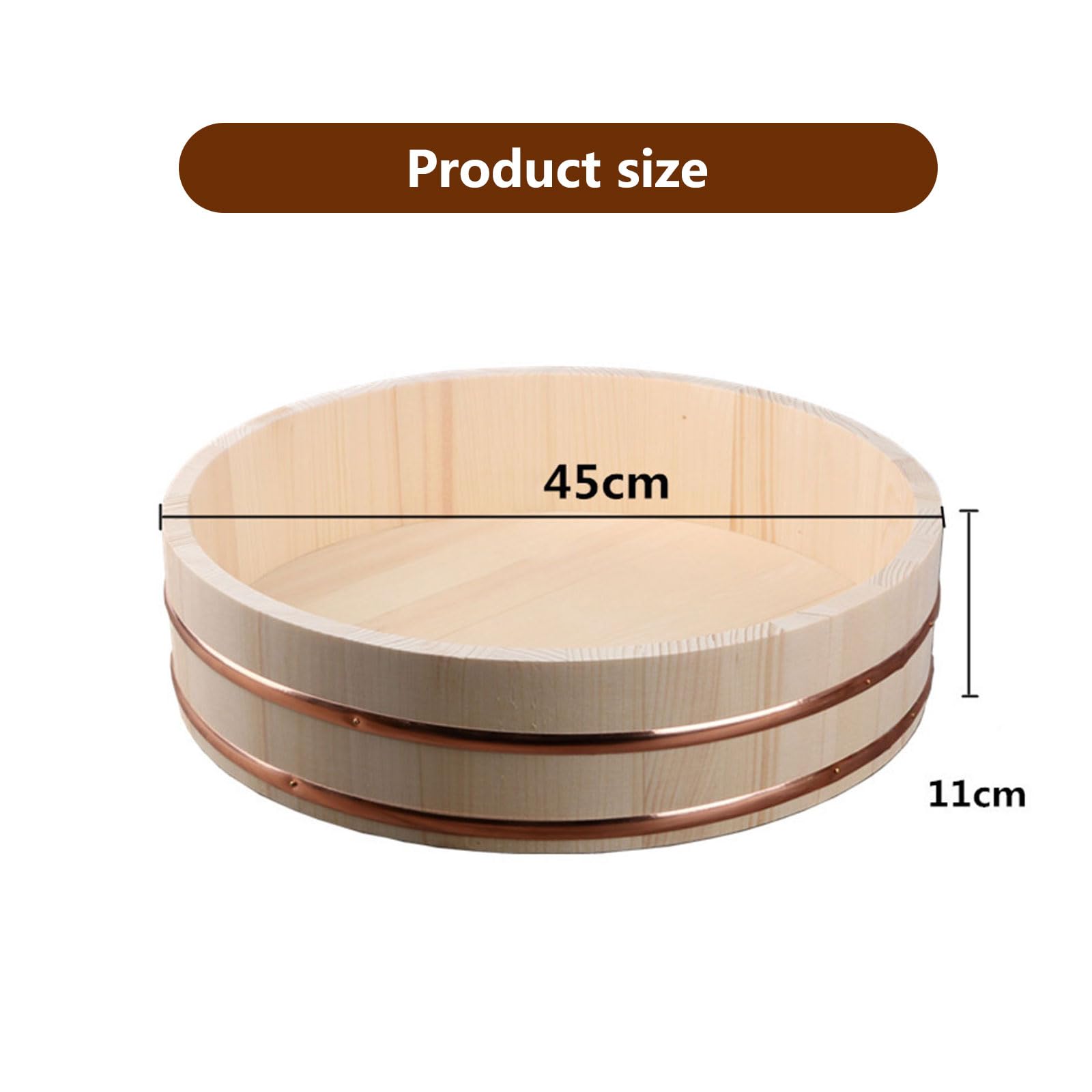 Recipiente de mezcla de arroz para sushi, hangiri de madera para preparación de arroz, cuenco de sushi japonés para restaurantes y cocinas domésticas