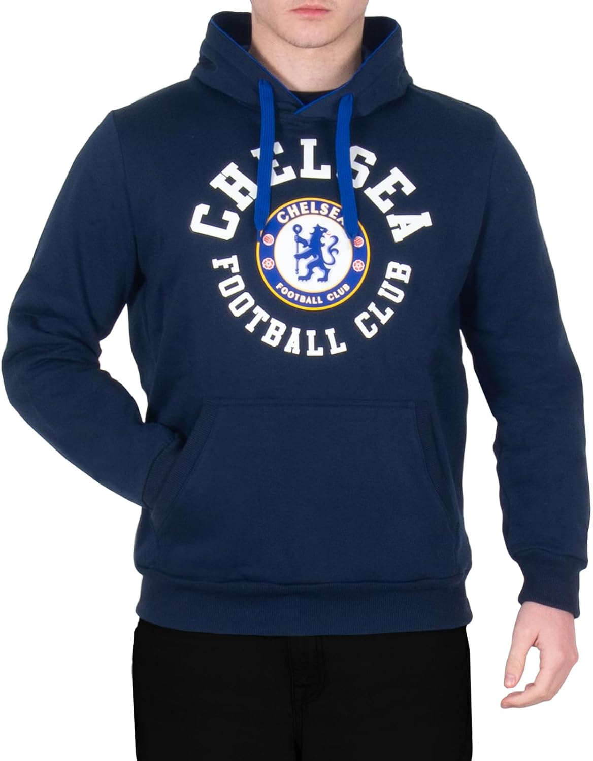 Chelsea FC - Blauwe fleece hoodie voor mannen - Officieel - Clubcadeau - Marineblauw - XXL