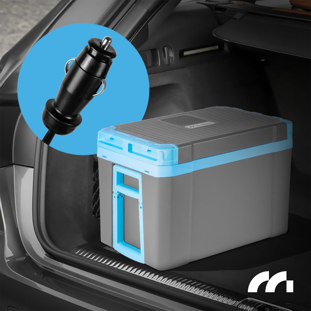 MalTec Lodówka podróżna do samochodu, 35 l, elektryczna lodówka 12/230 V, koła, na kemping, tryb ekologiczny, szary