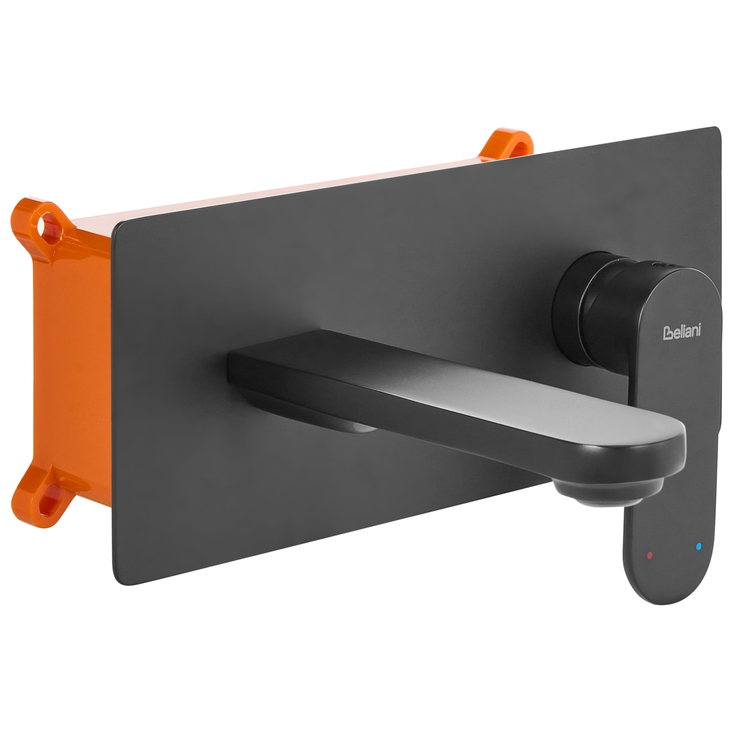 Grifo monomando de latón empotrado para lavabo en pared negro Chungara