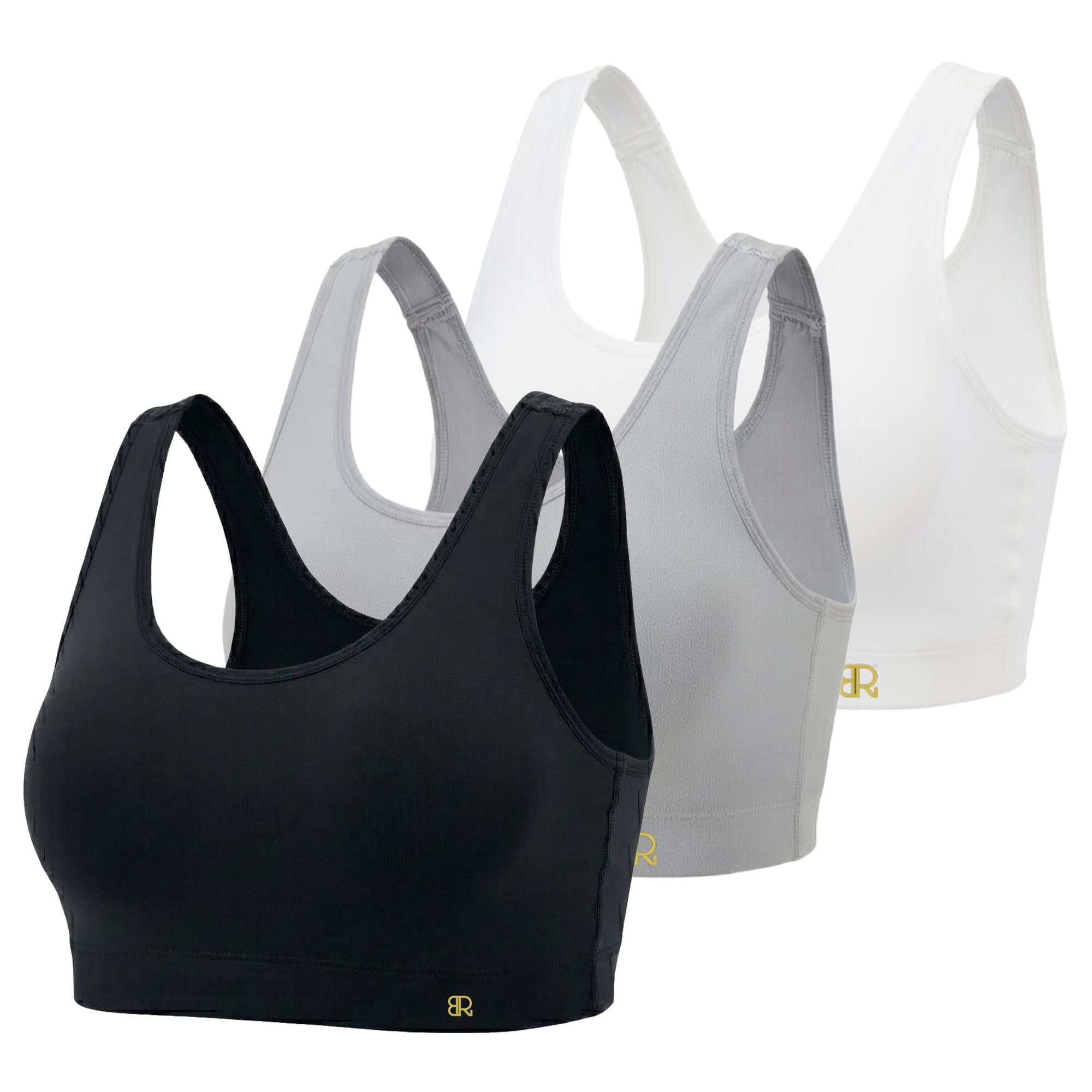 EIRICA Sports Bra for Women (Pack of 3) High Impact Full Coverage Sports Bra Wire Free Yoga Bra with Removable Pads for Women