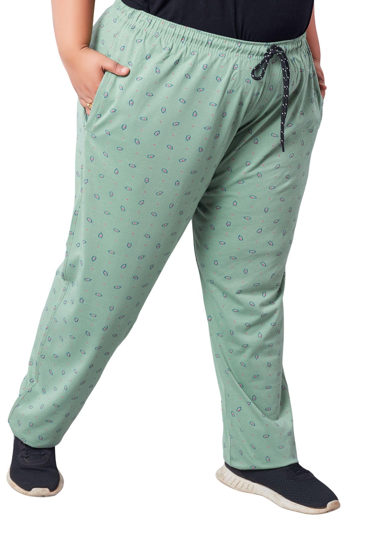 Women's Plus Size Cotton Printed Pajamas, Nightwear, Lounge Wear, Walk Wear Lowers, Regular Fit Track Pants for Ladies_M to 7XL