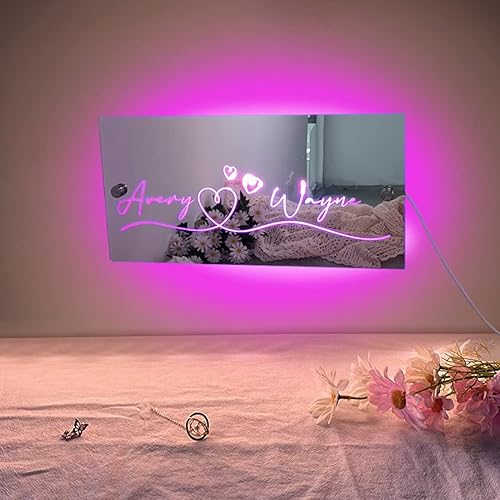 Miniatura 7 de Espejo de dormitorio con nombre personalizado letreros de neón personalizados con luces LED cumpleaños boda fiesta letrero de nombre personalizado