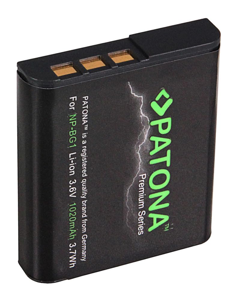 PATONA PREMIUM NP-BG1 Batteria 1020mAh compatibile con Sony CyberShot DSC H3 H7 H9 H10 H20 H50 H55 H70 H90 N1 N2 T20 T25 T100 W30 W35 W50 W55 W70 W80 W85 DSC-HX5 HX5V HX30V WX1 NPBG1 NP BG1