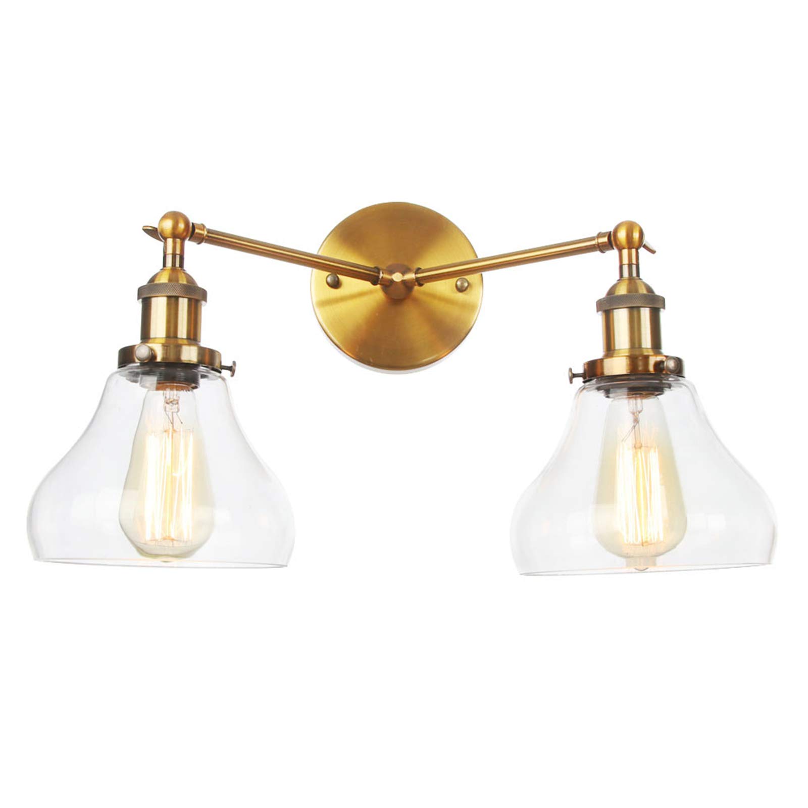 VDOQTLJT 2-Light Vanity Light Fixtures Adjustable Wall Lamps Modern Bathroom Mirror Lighting Clear Glass Shade Sconces Compatible with Bedroom B Sconce(C)