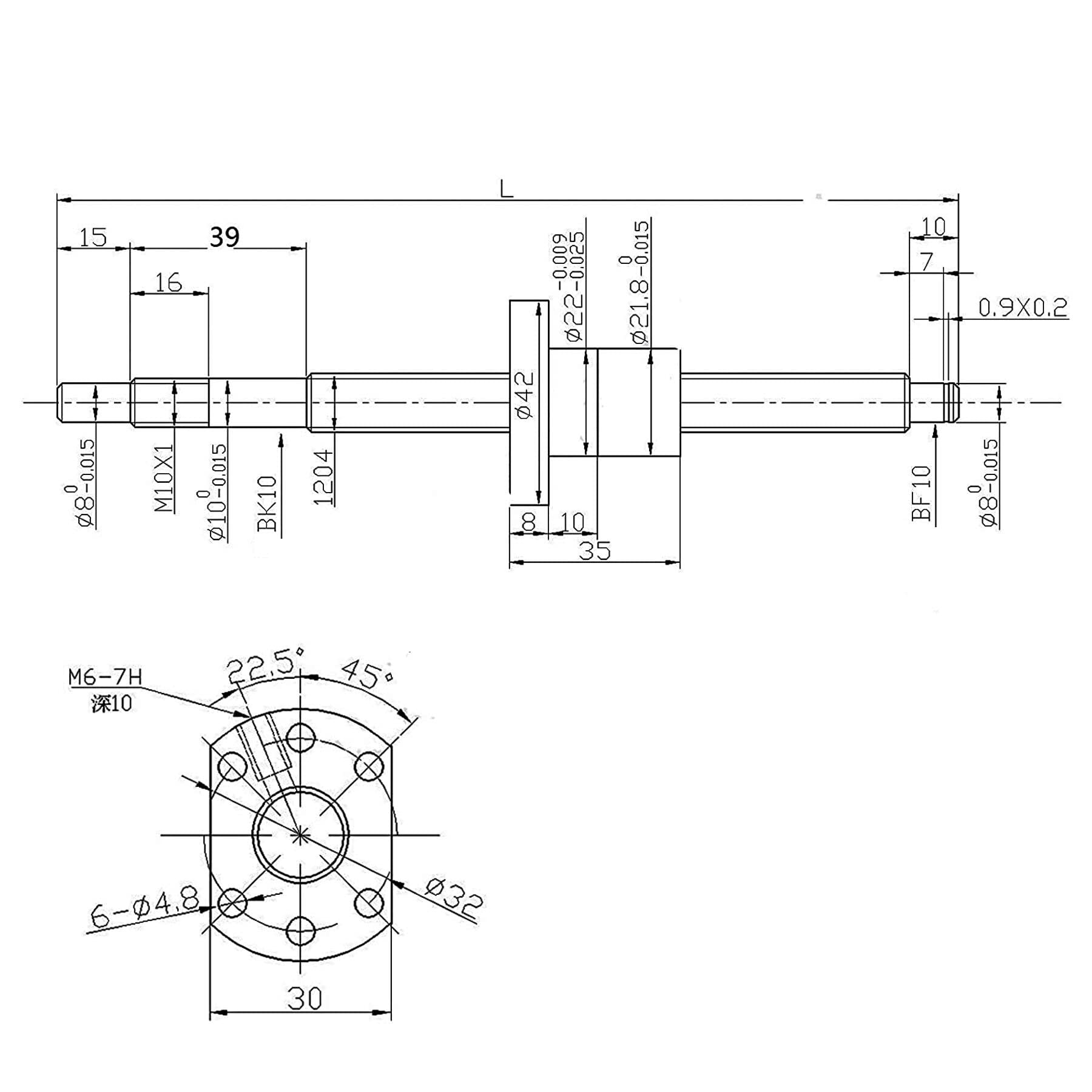 SFU1204-250mm Kit viti a sfera, vite a sfera anti-gioco con alloggiamento dado vite a sfera e supporti terminali BK/BF10 + accoppiatore, parte di alta precisione per macchina CNC
