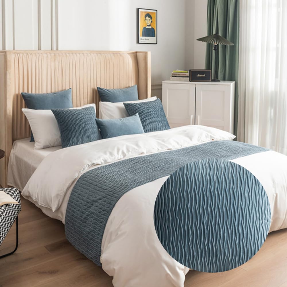 TYSGFA Bed Runners and Matching Cushion Cover, Reversible Bed Runners Scarves Hotel Bedding Bed Towel Bedroom Bedspread Protection Home Decoration