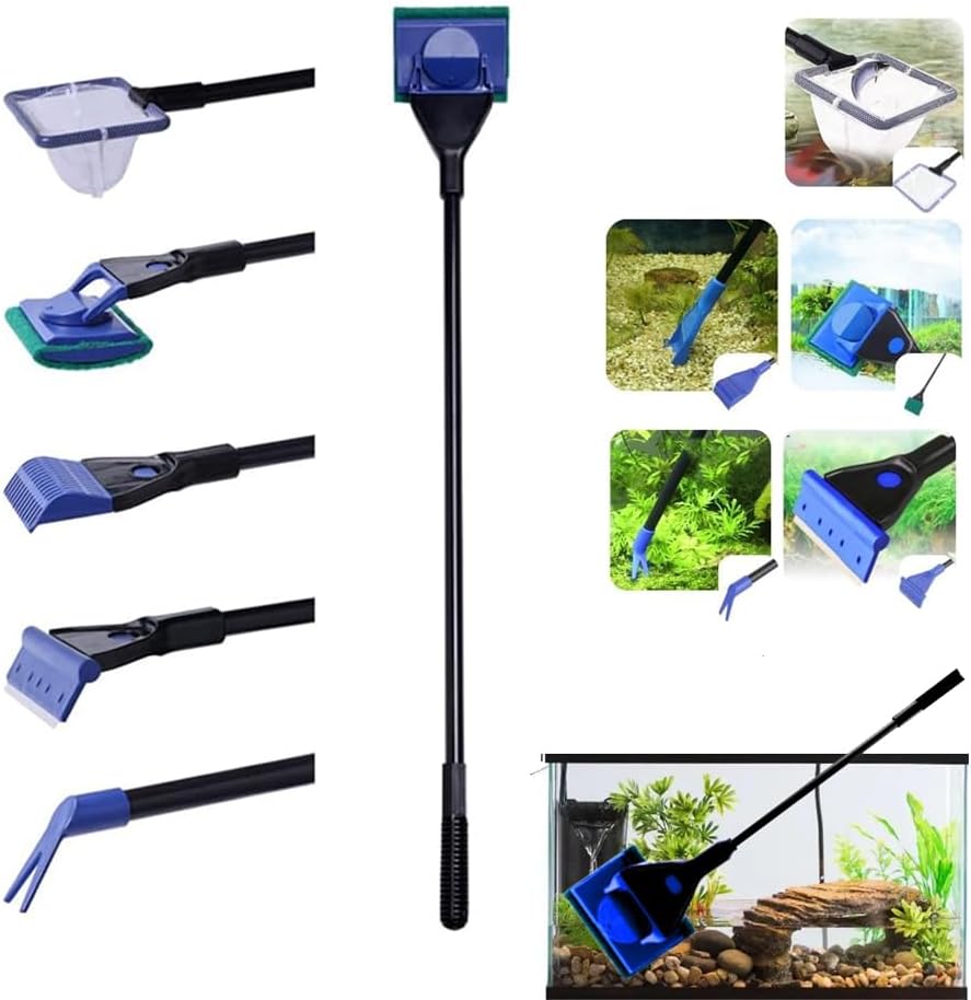 NeoStyle Aquarium Fish Tank Cleaning Kit,5 in 1 Aquarium Cleaning Kit,Manual Siphon Pump Drainage Cleaning Kit,Sand Cleaning Algae Scraper (5pcs(5 in 1 Clean Algae Scrapers))