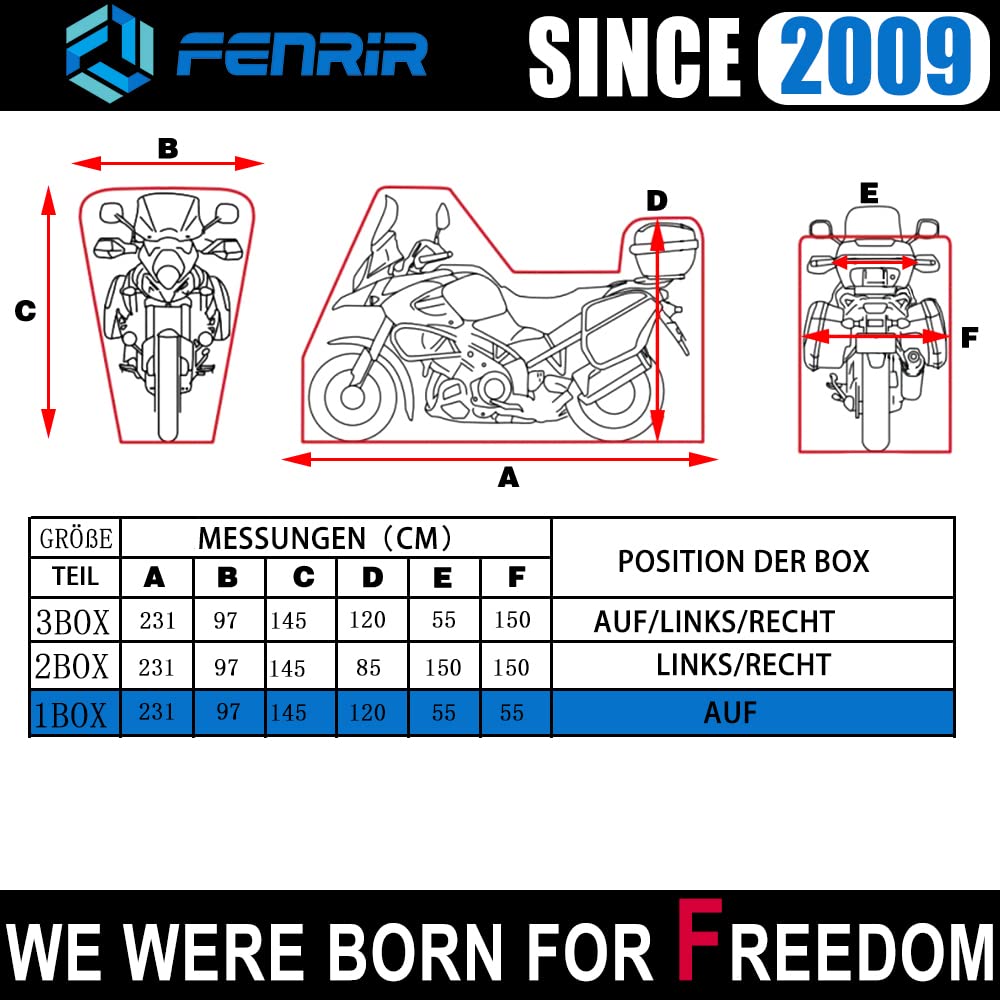 FENRIR 420DOxford-Stoff Motorrad abdeckplane motorradabdeckungen Outdoor wasserdicht motorradgarage motoradabdeckhaube lackschonend hitzebeständig Lüftungsdesign Oben Kasten Adventure Tour Roller