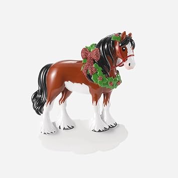 Clysedale Horse with Christmas Wreath Personalized Christmas Ornament 4" Tall Resin
