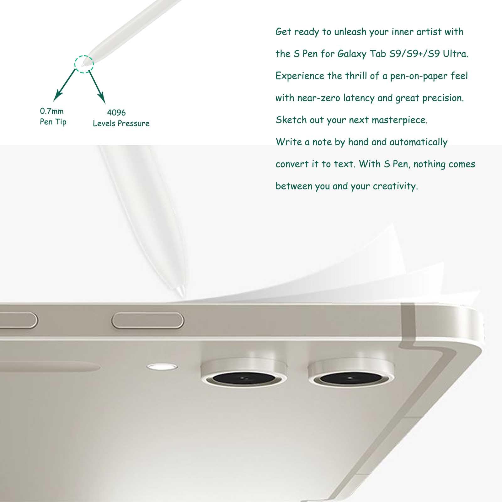 Galaxy Tab S9 S Pen Replacement (NoBluetooth) Pour Samsung Galaxy Tab S9 Stylet Pour Galaxy Tab S9/S9+/S9 Plus/ S9 Ultra S Pen Stylus Pen Stylus Pen Avec Embouts Gratuits Noir