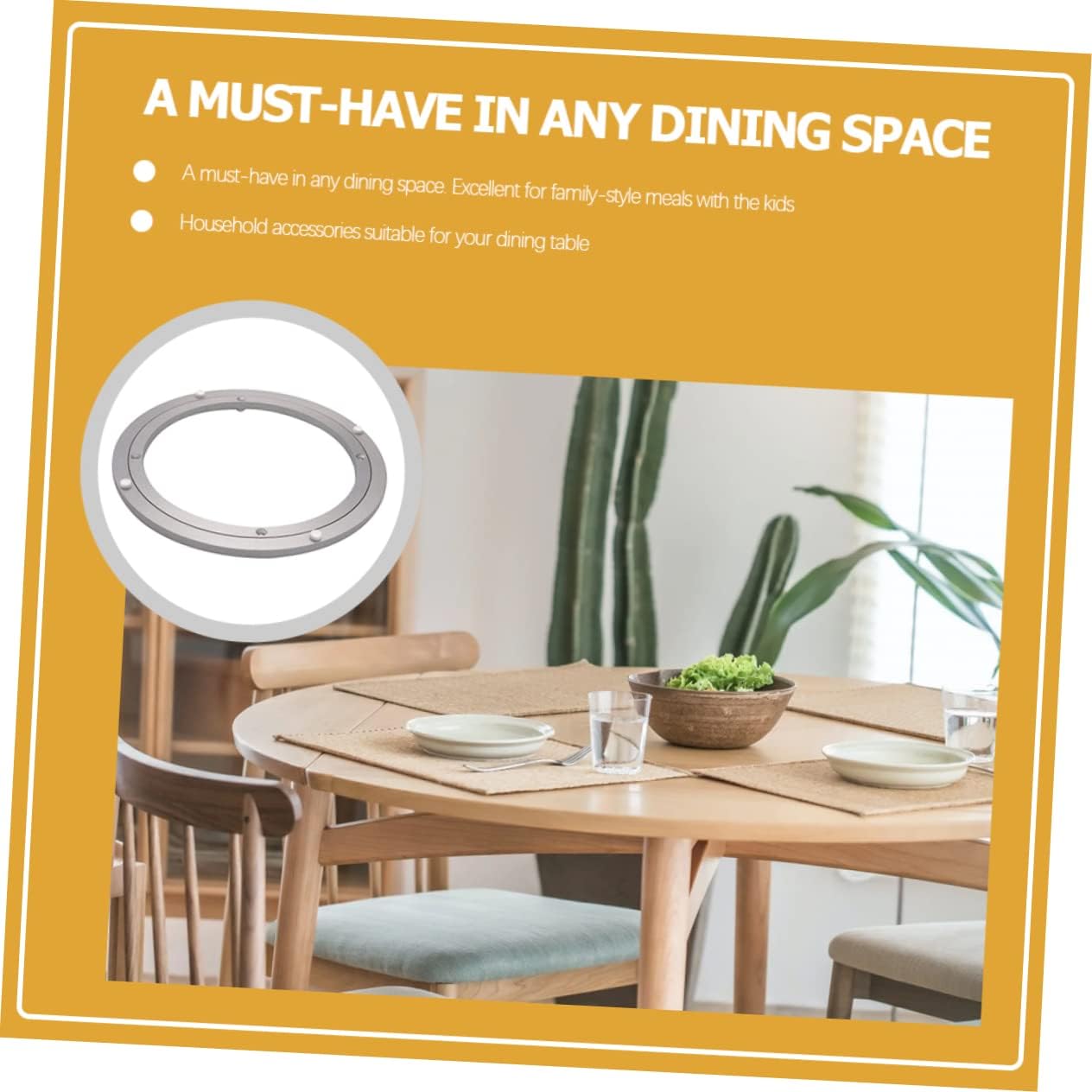 Luxshiny Aluminum Alloy Turntable Base Rotating Tray Lazy Susan Dining Table Accessory