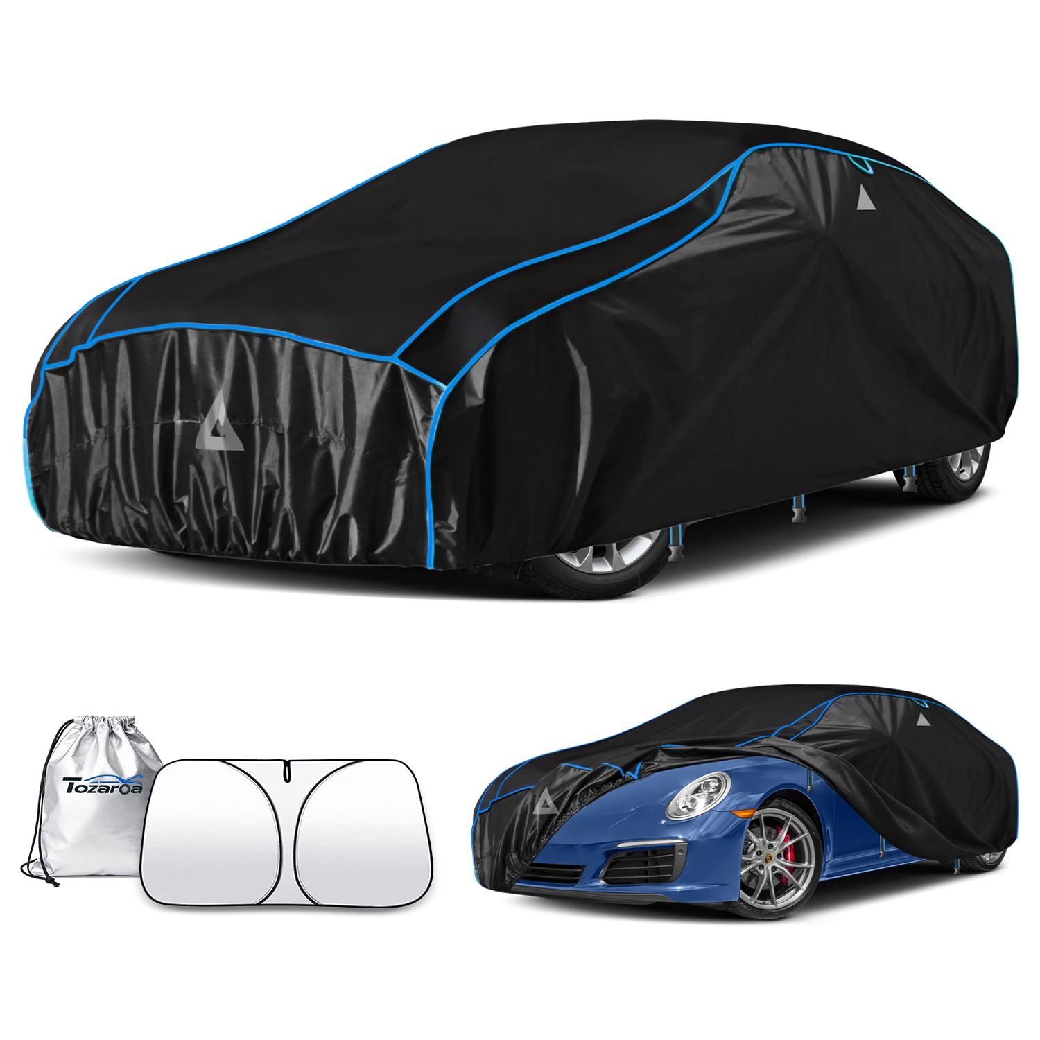 Funda Anti-Granizo para Coche - Protector de EVA Reforzado, Impermeable, Protección Solar UV, Antiviento, Incluye Visera Parasol Independiente, Apta para Sedanes y Turismos (430-460 cm)