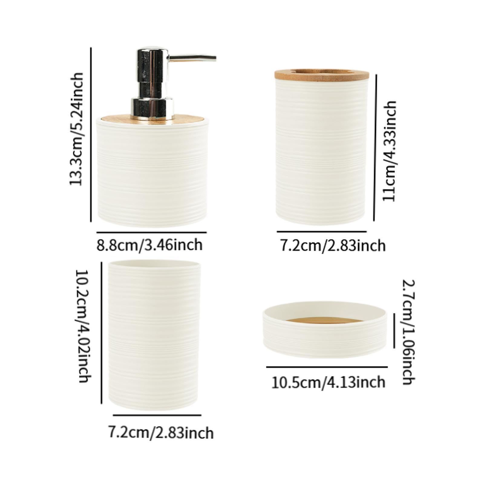 Baoblaze Ensemble d'accessoires de Salle de Bain 4 pièces, Ensemble Complet d'accessoires de Bain, décoration de Salle de Bain, Porte-Brosse à Dents, gobelet, Blanc