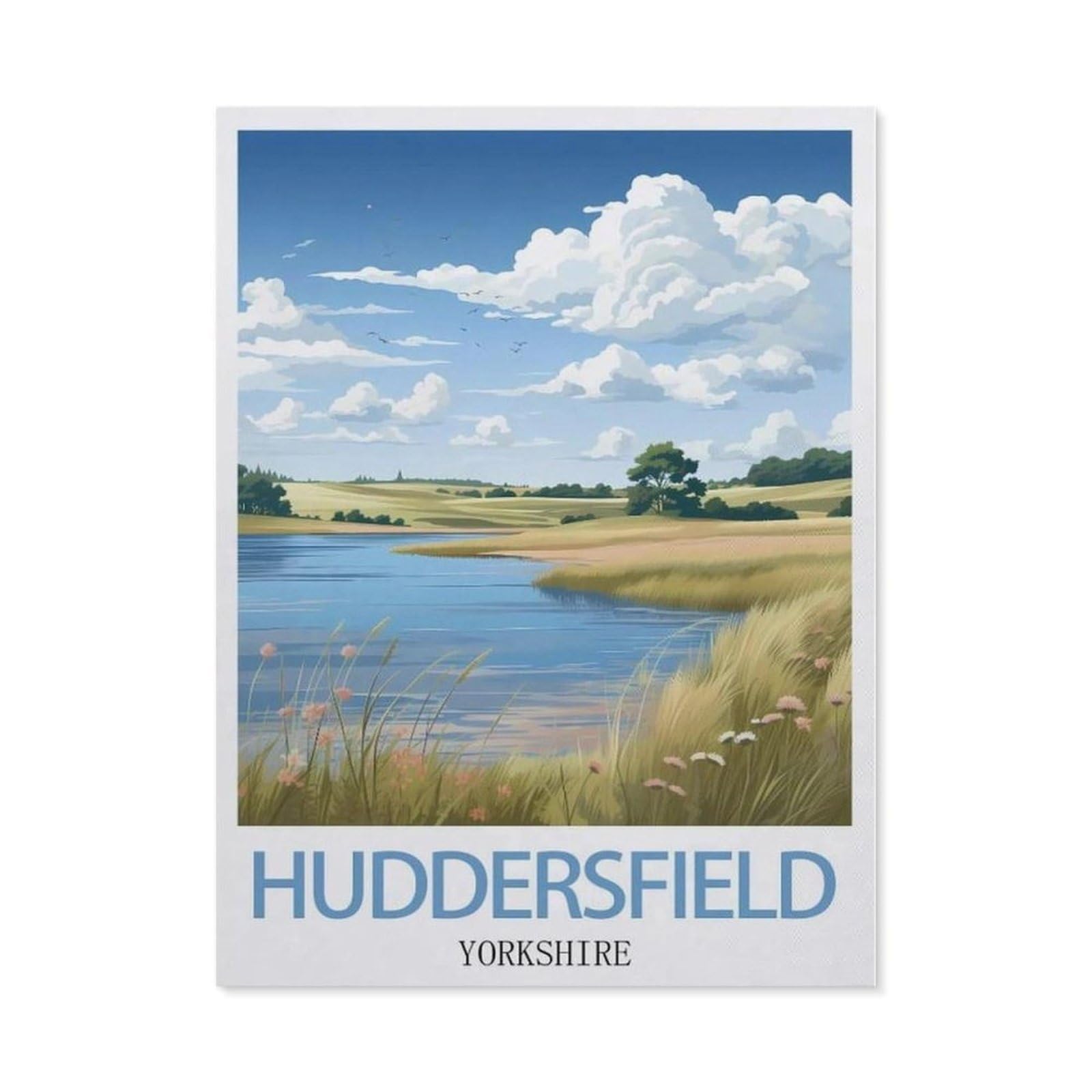 Beayodkp （50 X 60 Cm/19.68 X 23.62 Inches） Diamond Painting，Huddersfield Yorkshire Vintage Travel Posters，Diamond Painting Art Embroidery Cross Stitch Pictures Gift Wall Decoration-Cf4