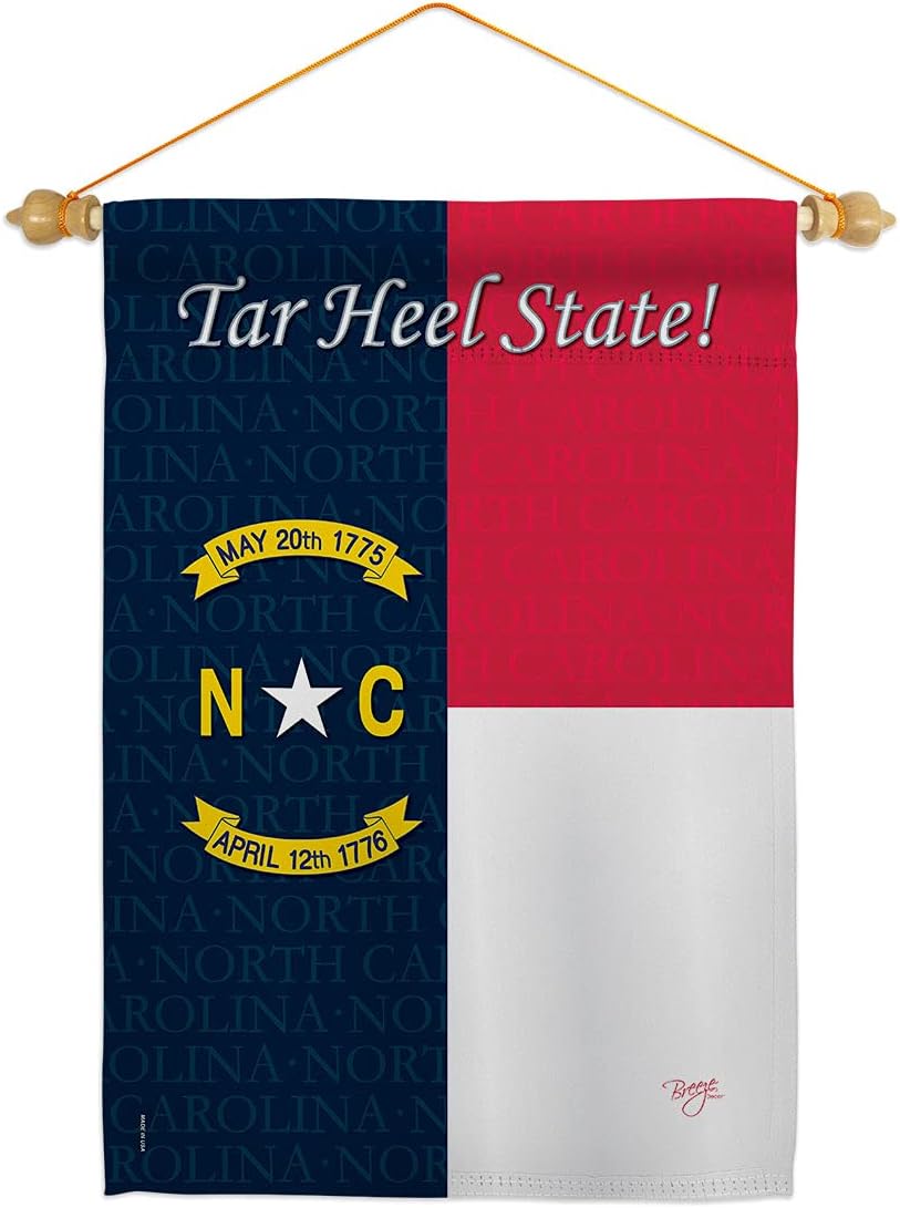 North Carolina Garden Flag Set Wood Dowel Americana States USA American Territories Republic Country Particular Area Small Decorative Gift Yard House Banner Made In 13 X 18.5