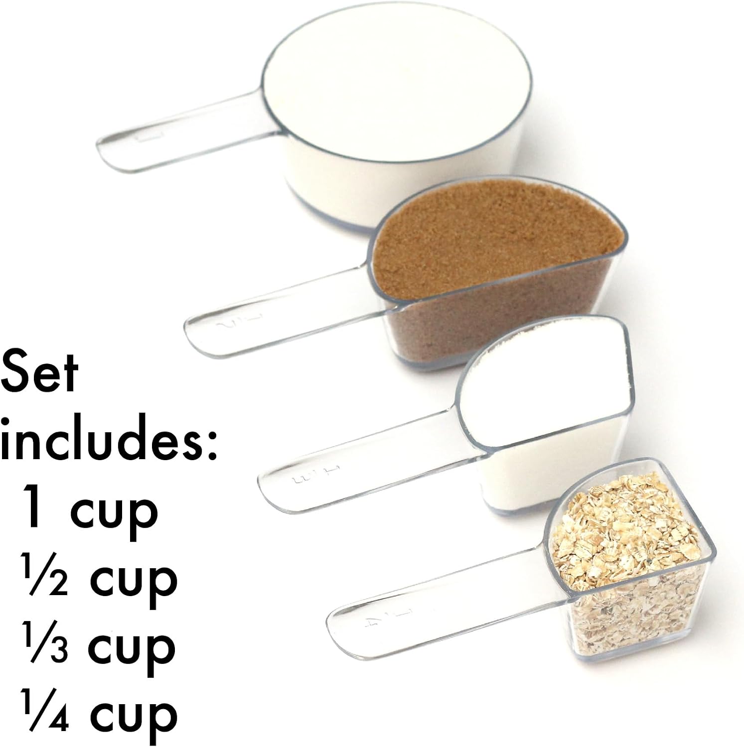 Visual Measuring Cups – Easy-Read, Fraction Shaped Measuring Cups – Clear, Shatterproof and Dishwasher Safe, Made in USA