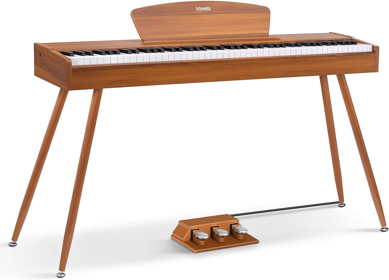Donner DDP-80 Pianoforte Digitale 88 Tasti Pesati, Azione del Martello II, Piano Elettrico Domestico con Supporto, Pedale Triplo e Collegamento USB MIDI