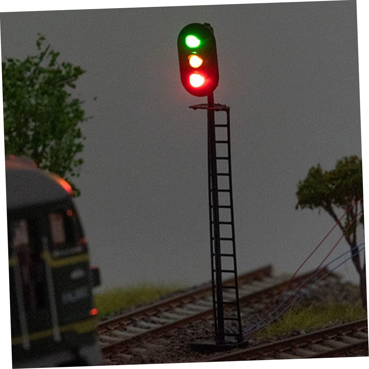 Train Signal Light Model Micro Landscape Light Ornaments Mini House Decor Table Layout Decor