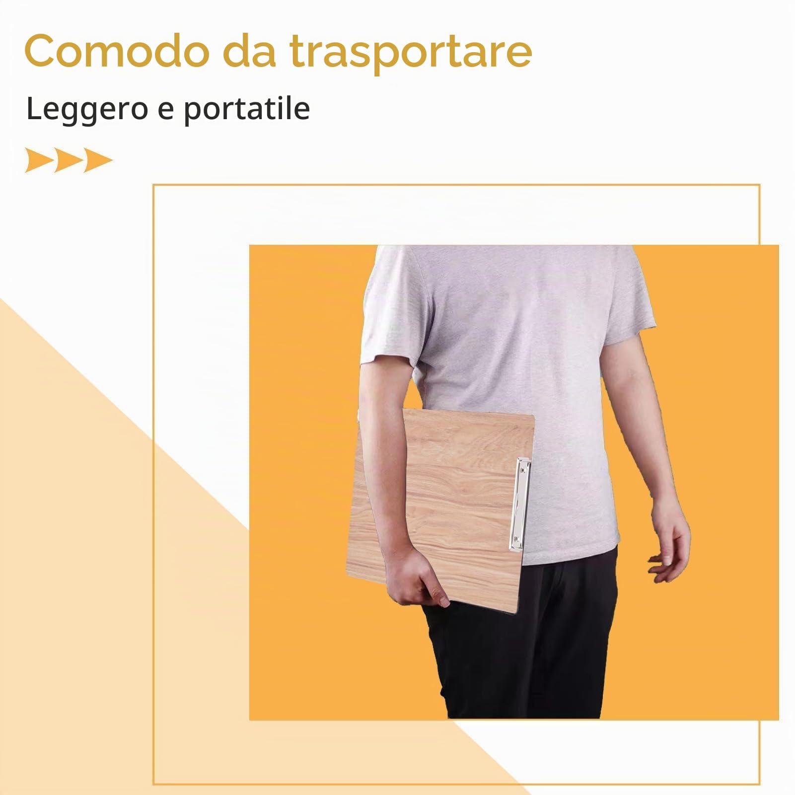 HERCHR Appunti per schizzi in legno, tavola da Disegno in Legno per artisti 8K, Impermeabile Viaggio Pittura Tavola, Blocco da disegno in legno Con Clip in metallo per Classe Studio