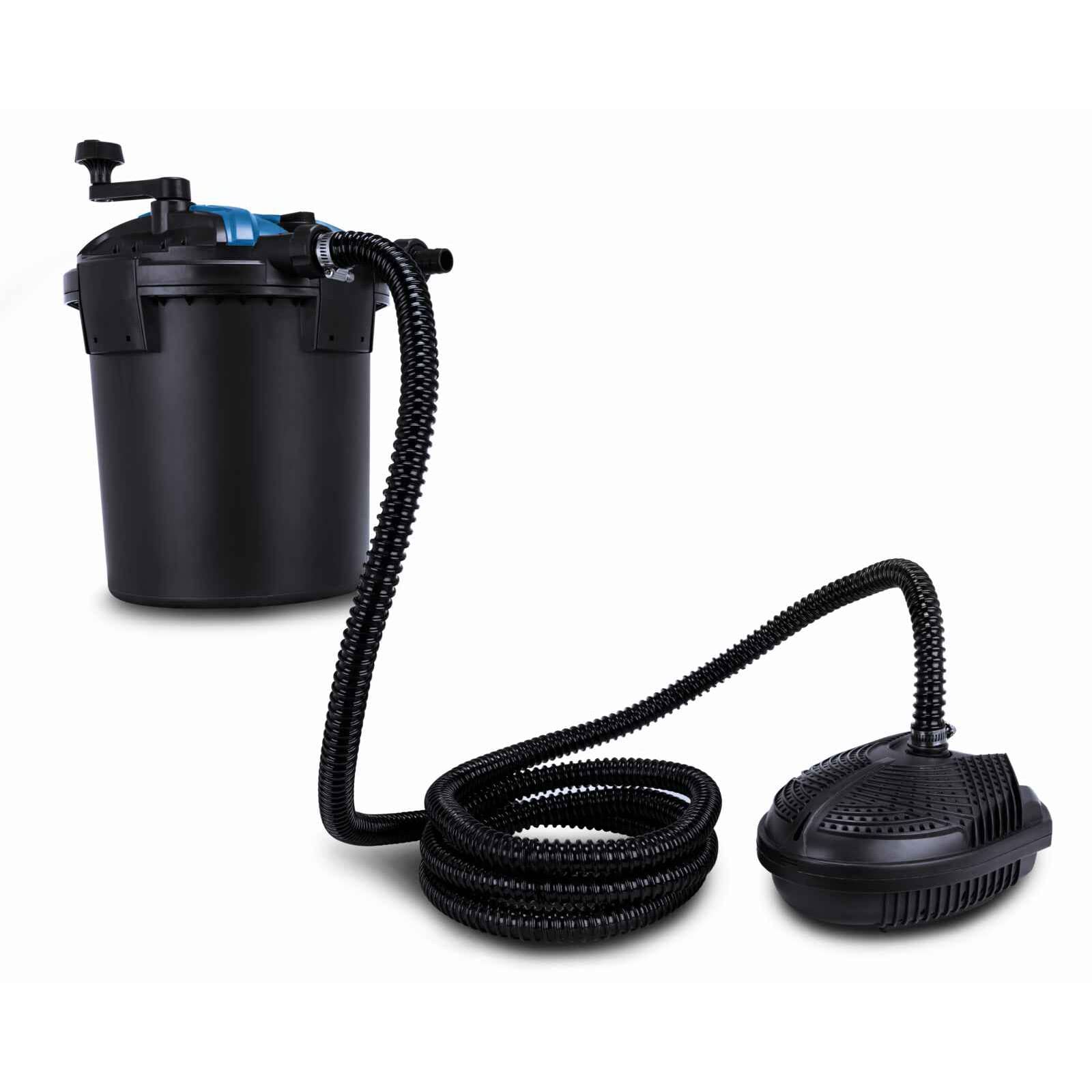 Scheppach Teichdruckfilter Komplettset PFS8000 | für Teiche bis 8000 L | Fördermenge 4000 L/h | 11 W UV-C Klärer mit Spin Clean | Schmutzanzeige | 9,5L Tank | Teichfilter Druckteichfilter Teichpumpe