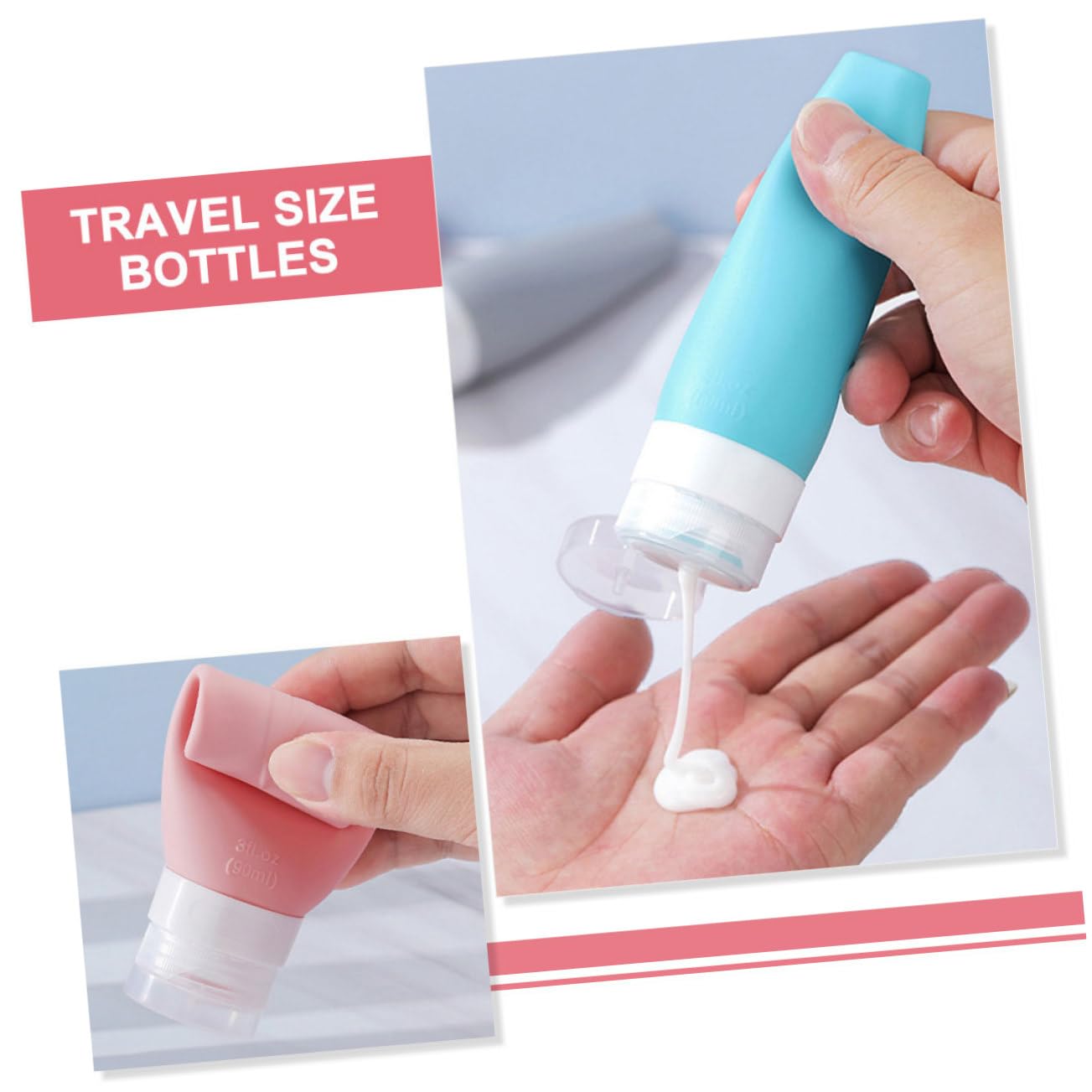 4 piezas Botellas de Viaje de Silicona Reutilizables para Champú Lociones y Cosméticos Contenedores Vacíos Portátiles y Exprimibles para