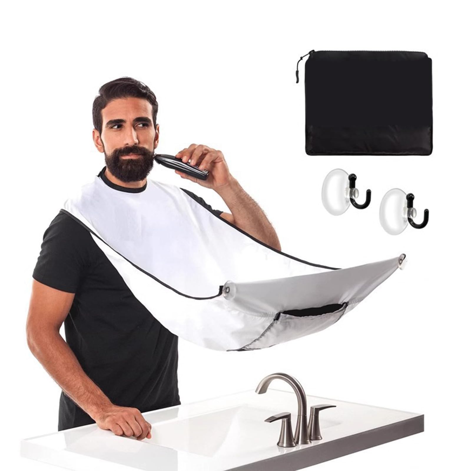 2-Pack Beard Grooming Aprons - Waterproof Hair Catcher Set for Shaving & Trimming, Non-Stick Shave Capes in Black & White - Perfect Grooming Gift Set for Men, Husband or Dad