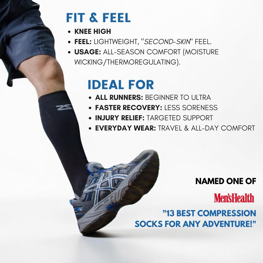 Amazon.com: Zensah Tech+ Compression Socks - Knee High Running