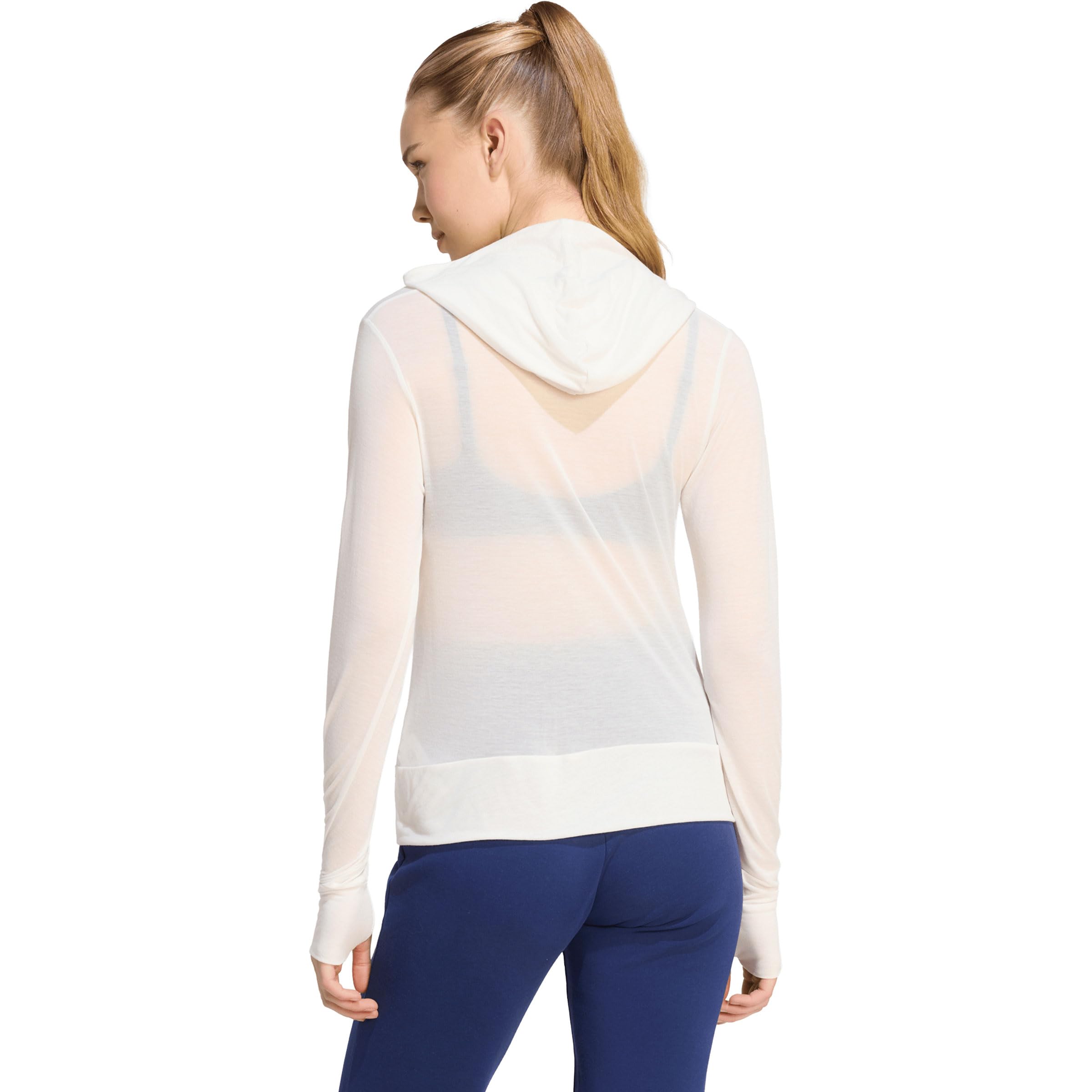adidas Kobiety Soft Lux Sheer Hooded Long-Sleeve Shirt, off white, M