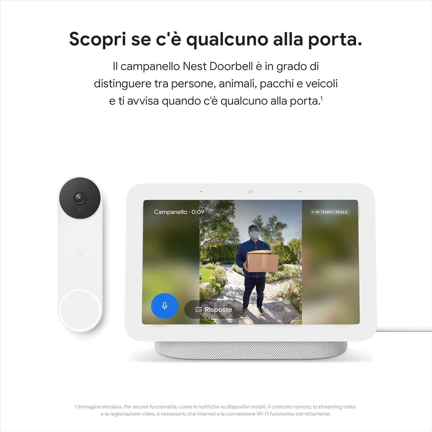 Nest Google Doorbell - per interni, campanello video senza fili, 960p, attivazione solo con movimento - Pro Edition