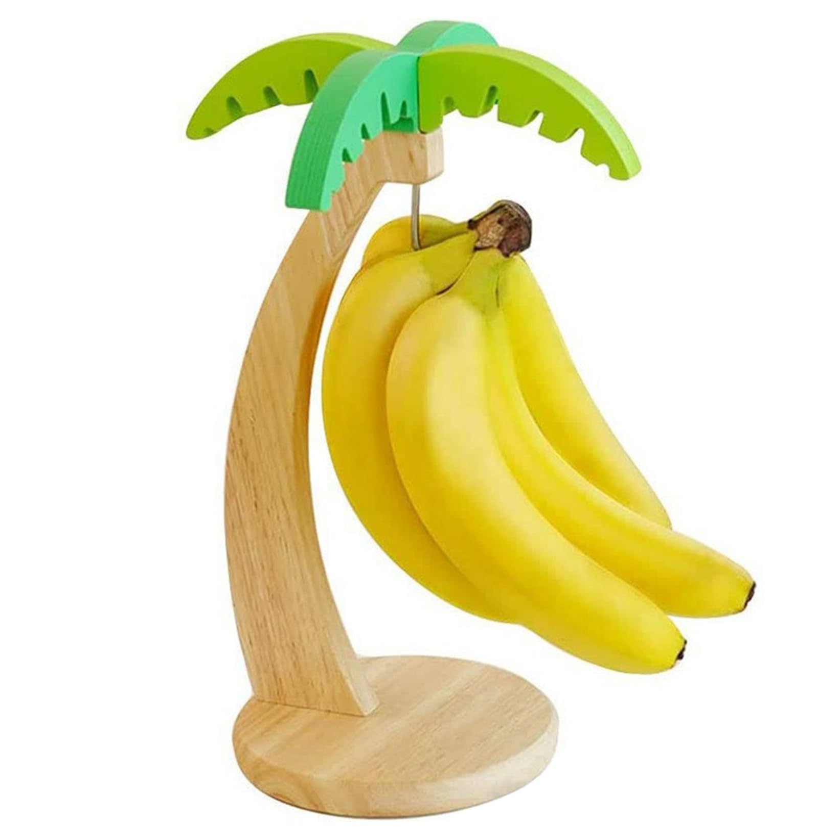 Colgador de plátanos de madera tipo árbol de 13x6" con gancho y soporte de frutas rústico