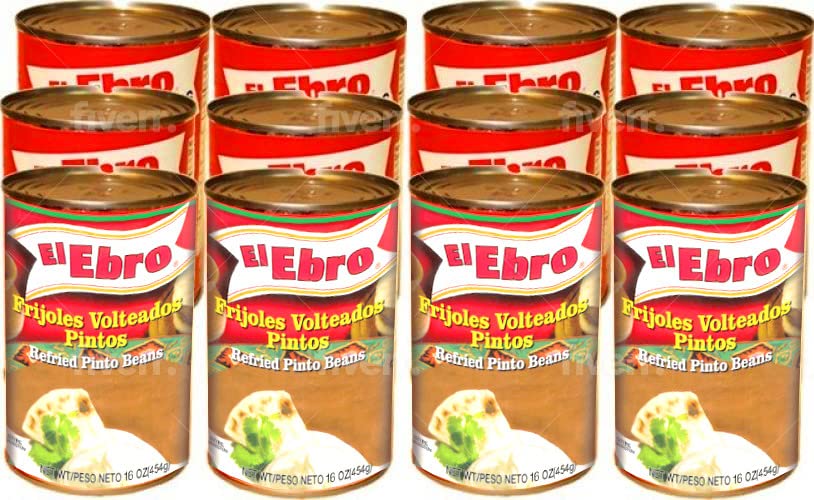 El Ebro Foods Refried Pinto Beans (Frijoles Volteados) 12/16oz Case