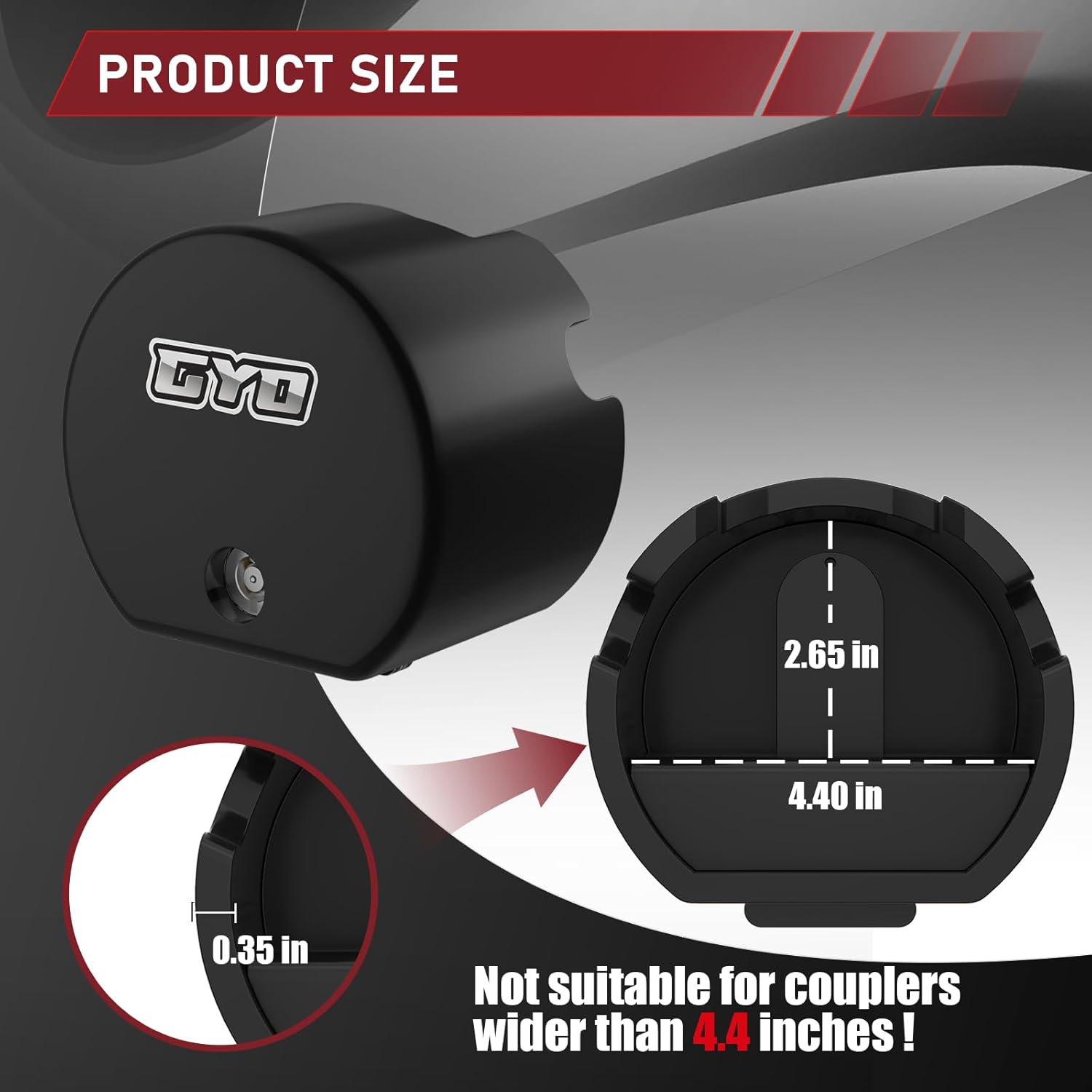 GYO 3-in-1 Trailer Hitch Lock - Universal Fit for 1-7/8", 2" & 2-5/16" Couplers, Heavy Duty Anti-Theft Coupler Lock with 2 Keys & 4 Dust Covers for RV, Boat, Camper