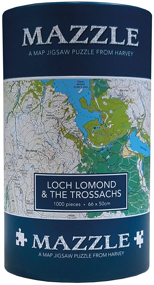 Harvey Mazzle Loch Lomond And The Trossachs Jigsaw - 1000 Piece Puzzle - 66cm X 50cm - Map - Game - Gift
