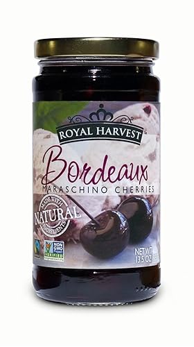 Royal Harvest Cerezas Maraschino Northwest Noire, 13.5 onzas, hechas con ingredientes naturales, sin OMG, cerezas oscuras de primera calidad