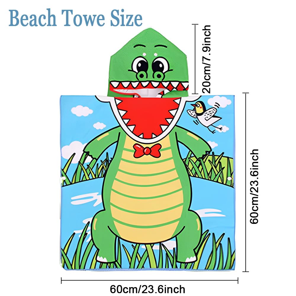 Poncho Da Bagno Per Bambini DOTBUY Con Cappuccio: Asciugamano In Microfibra 60x80 Cm Con Stampa Tropicale Verde