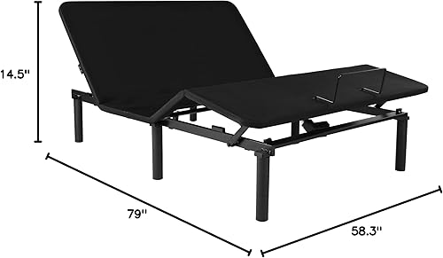 Miniatura 3 de Fromann Base de cama Queen ajustable con puertos USB, gravedad cero, iluminación LED debajo de la cama y tres alturas de patas, sin herramientas