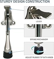 Vista 5 de Tope de puerta de un solo toque, sujeta-puertas, topes de puerta resistentes, para la parte inferior de la puerta, con puntas de goma de altura