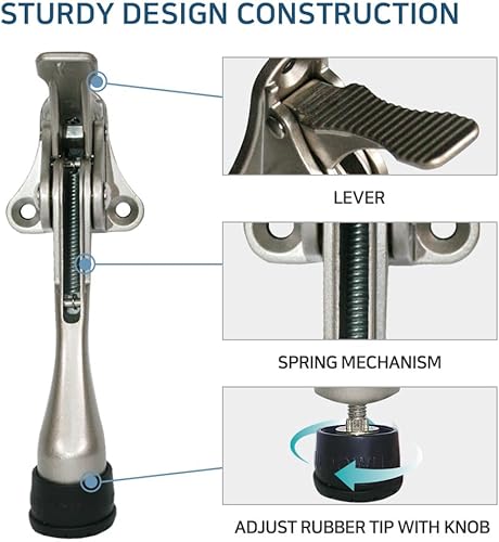 Miniatura 5 de Tope de puerta de un solo toque, sujeta-puertas, topes de puerta resistentes, para la parte inferior de la puerta, con puntas de goma de altura