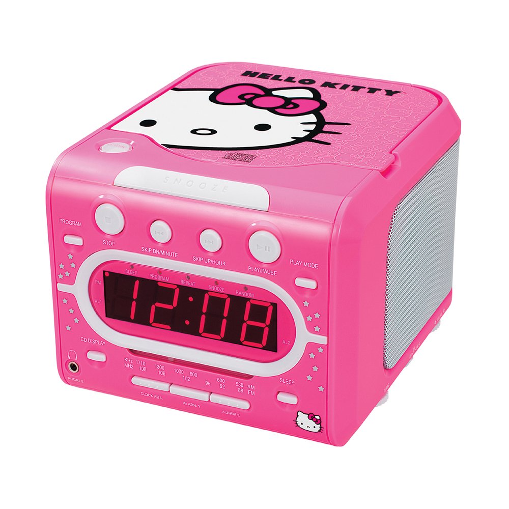HELLO KITTY KT2053 AM/FM Stereo Alarm Clock Radio with Top Loading CD Player
