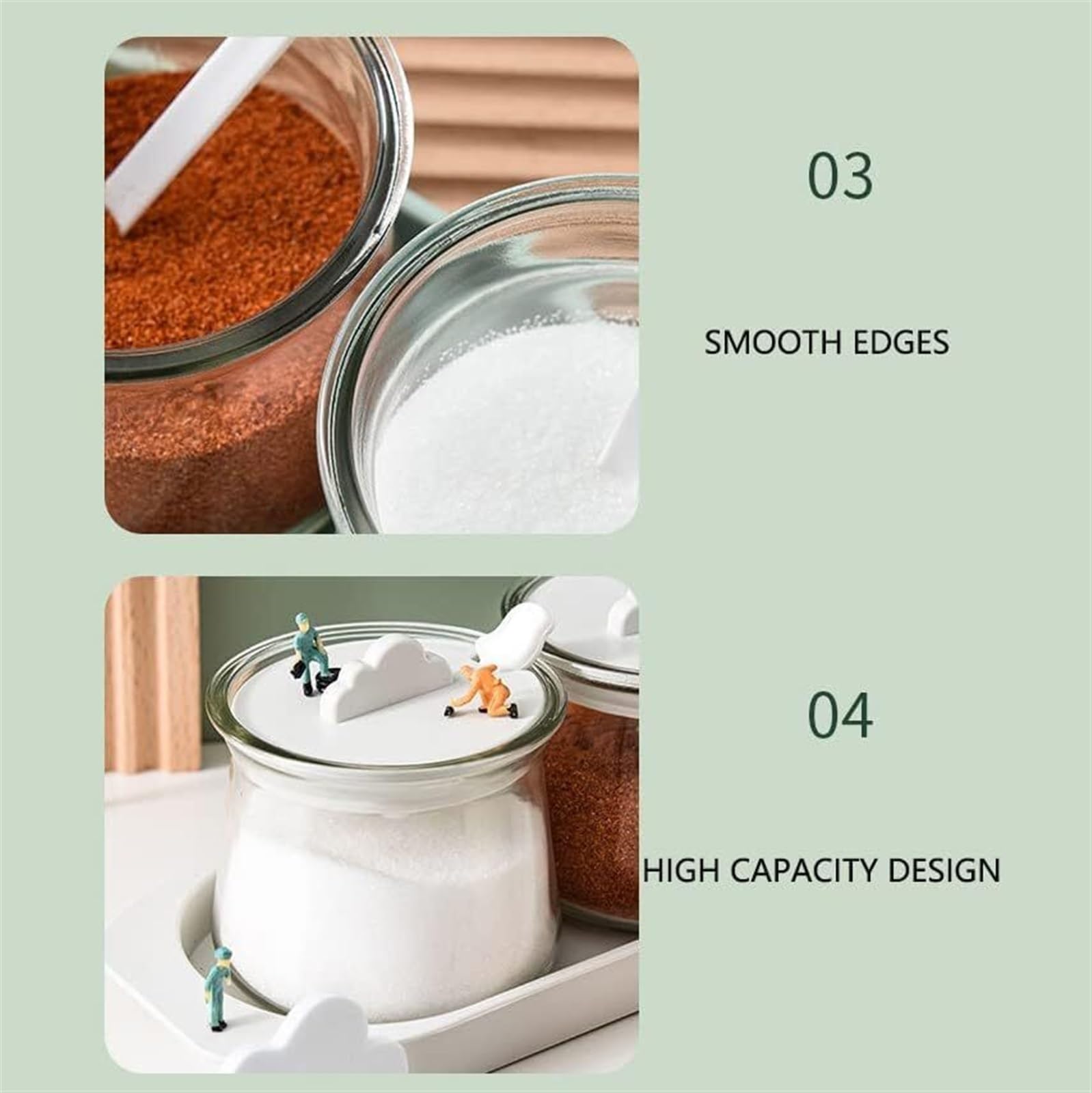 Pots d'assaisonnement, boîte à épices, coffret d'assaisonnement en verre de cuisine, salière, poivrière, pots à condiments, bidons de stockage, gadgets, pots à épices simples (couleur : bleu, taille (