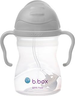 b.box Trinklernbecher Für Jeden Winkel | Flip-Top, Schwerer Strohhalm, Griff, Auslaufsicher | BPA-Frei & für Spülmaschine | Ab 6 M | 240 ml, Grau