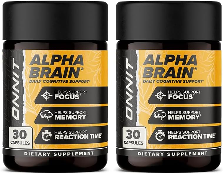 ONNIT Alpha Brain Nootropic Capsules for Men & Women, IGEN Non-GMO Tested Memory, Focus & Mental Clarity Support with L-Theanine and Vitamin B6, 30 Count Each, 2 Pack (60 Capsules)