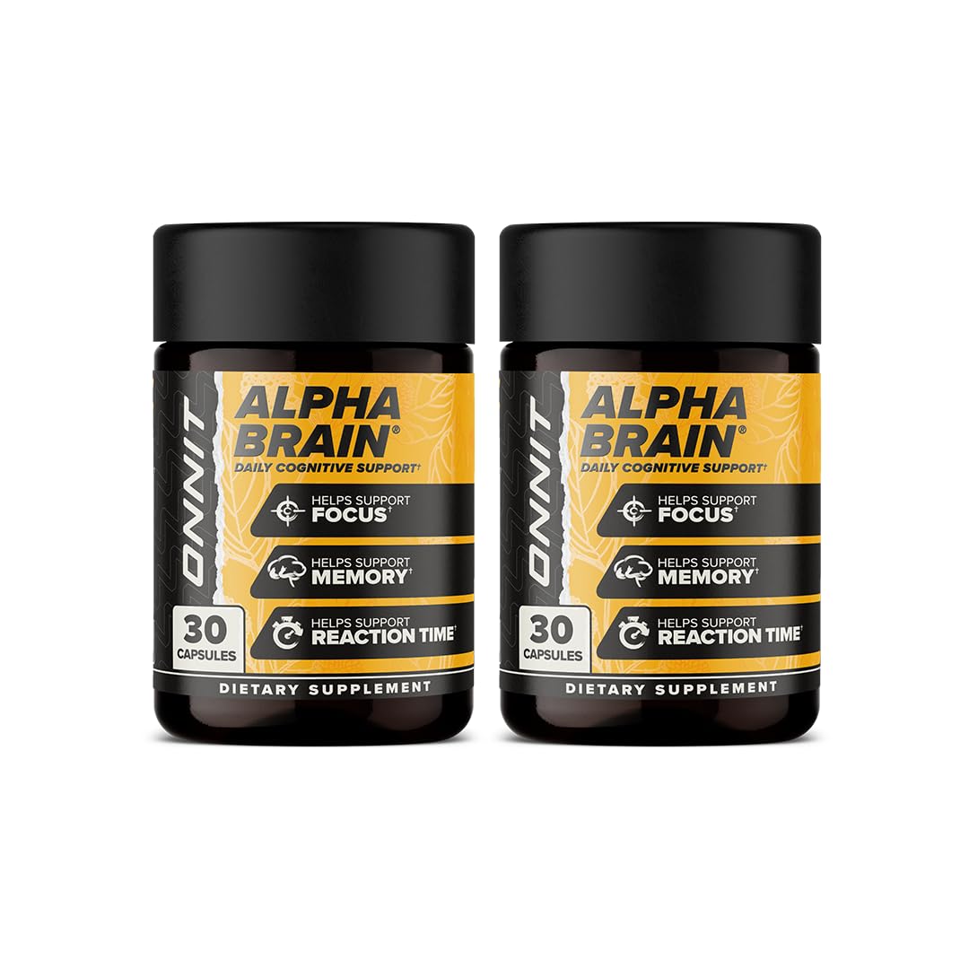 ONNIT Alpha Brain Premium Nootropic Brain Supplement for Men & Women - Caffeine-Free Focus Capsules for Concentration, Mental Clarity & Memory Support - Cat's Claw, Bacopa, Oat Straw (30ct 2-Pack)